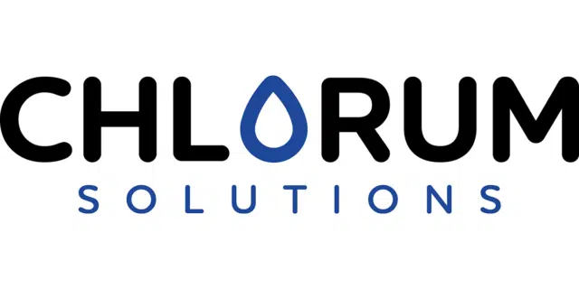 Chlorum Solutions logo. All letters capitalized with the O in Chlorum in the shape of a droplet.