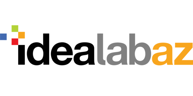 IdealabAZ logo on blank background. "Idea" is written in black, "lab" in gray and "az" in gold.